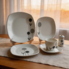 30pcs Brazilian Porcelain Dinner Set with Black Cycle HARVIT Brand Contemporary Design Dishwasher/Microwave/Oven Safe
