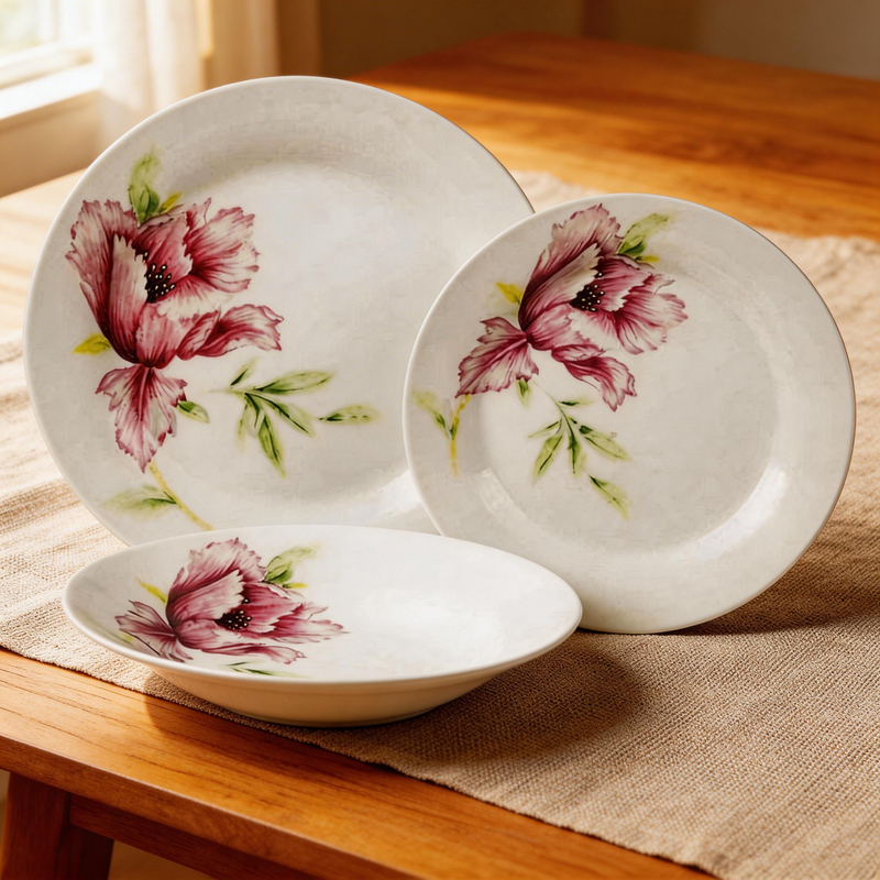 Houseware Wholesale HARVIT Round 18-Piece Porcelain Dinnerware Set Microwave Dishwasher & Oven Safe
