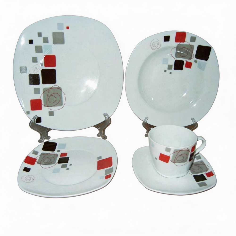 Harvit Square Colorful Contemporary Design Dinnerware Sets for Party Use Porcelain/Ceramic Made in China Factory