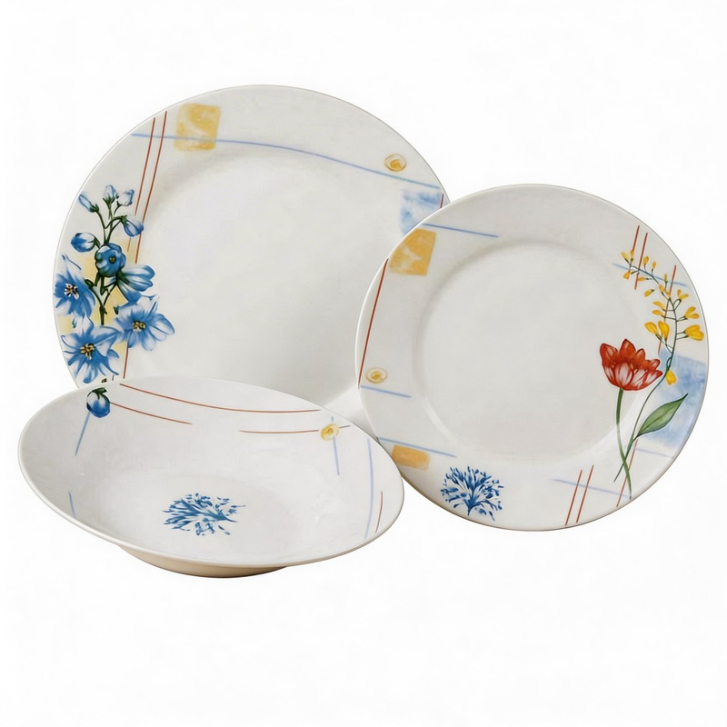 18pc Round Dinner Set Brand HARVIT Porcelain Indian Dinnerware Sets with Flower Design for Party Guangxi Origin