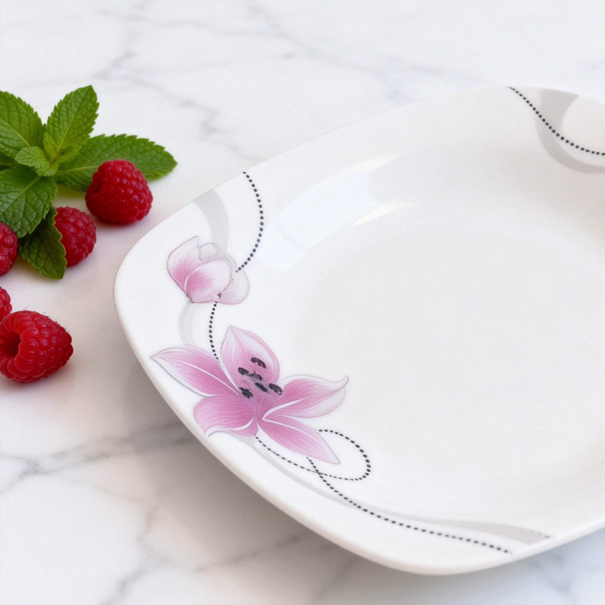 HARVIT Modern Durable Opalware Dinnerware Sets-4-Piece Square Design Dishwasher Safe