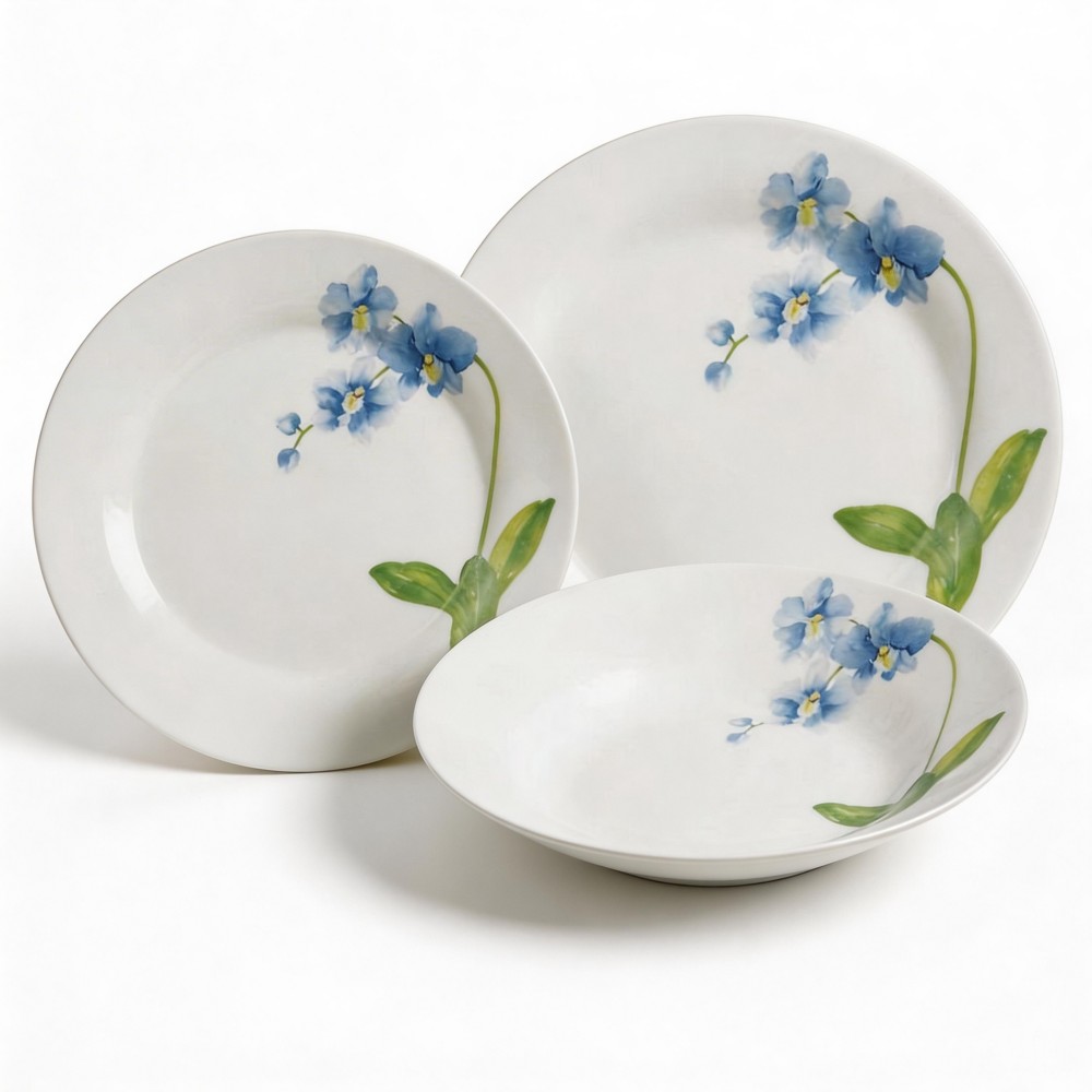 18pc Round Dinner Set Brand HARVIT Porcelain Indian Dinnerware Sets with Flower Design for Party Guangxi Origin