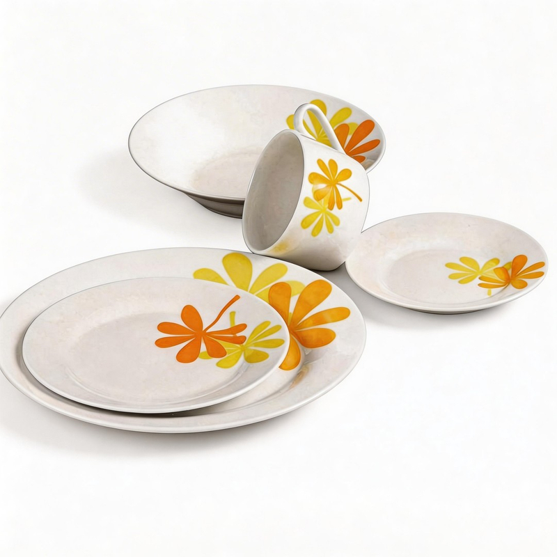 Harvit Italian Dinnerware 20-Piece Porcelain Tableware Set with Rose Flower Design for Party Use