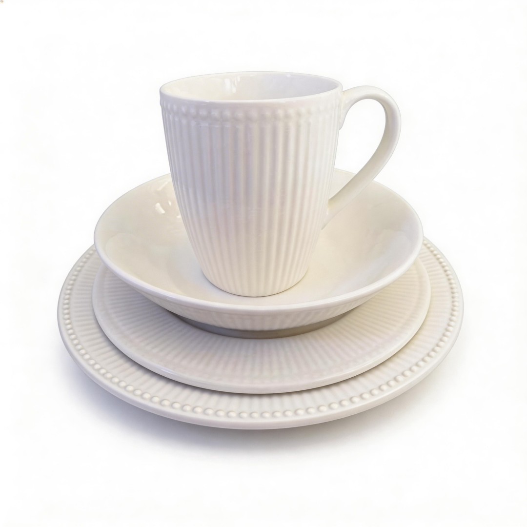 Cheap HARVIT HY113-CD002 Classic Dinnerware Sets 16-Piece Embossed Stoneware for Party Use Made in China