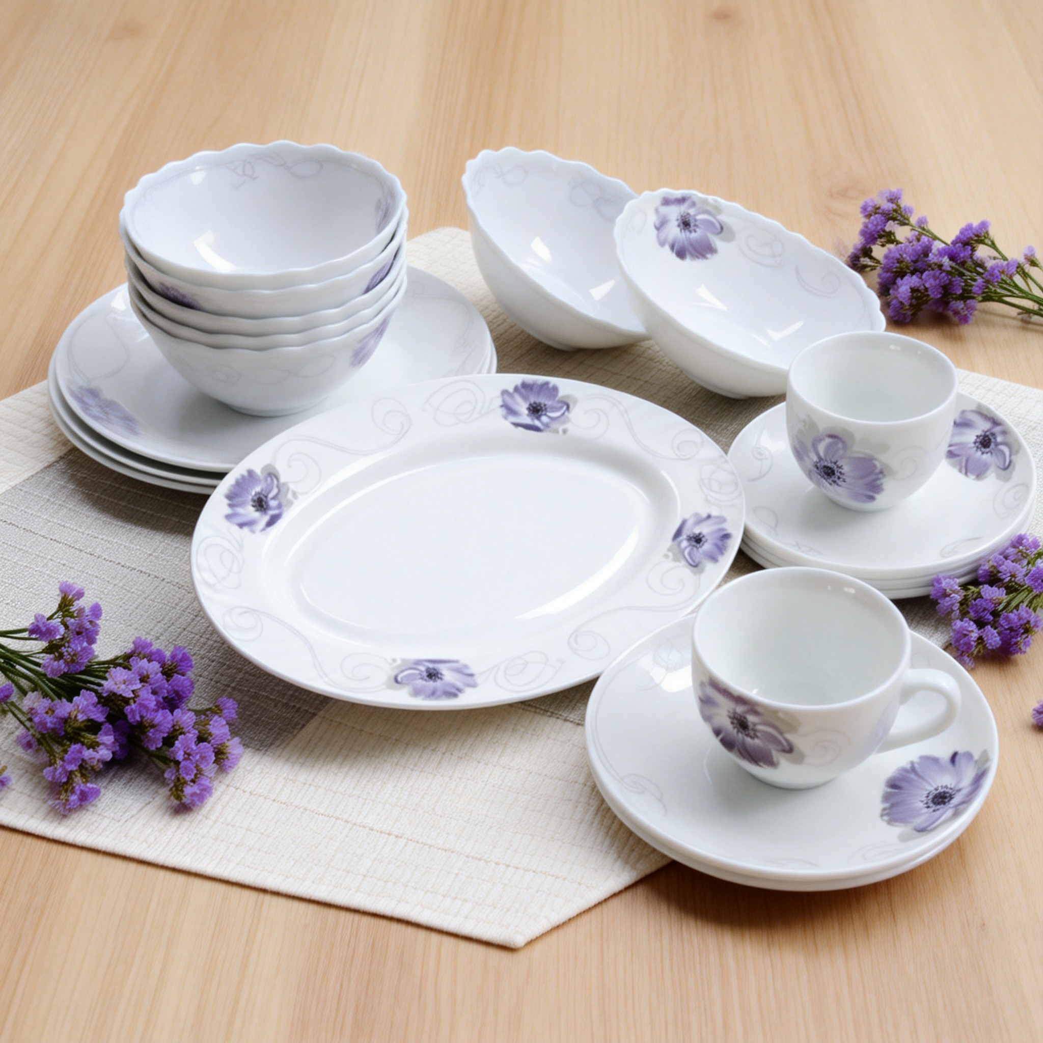 HARVIT 28PC Heat Resistant Oven/Microwave Safe Asian Design Ethiopian Opal Rough Glass Dinnerware Sets for Hot Sale