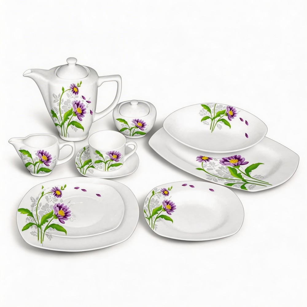 Wholesale Harvit Ceramic Porcelain Dinnerware Sets 47-Piece Flower Design Party-Ready Guangxi Origin