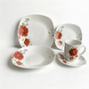 Ceramic Square 20PC Dinner Set with Flower Design Oven Safe for Hotel Restaurant And Home Kitchens