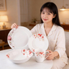 Harvit Ceramic Disposable On-glazed Customized 16-Piece Porcelain Dinnerware Set with Cup Kit and Ceramic Decals